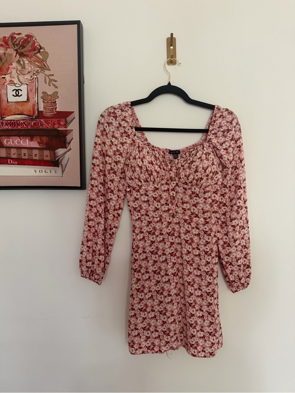 As U Wish Pink Floral Long-Sleeve Mini Dress